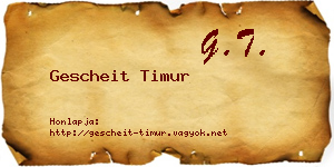 Gescheit Timur névjegykártya